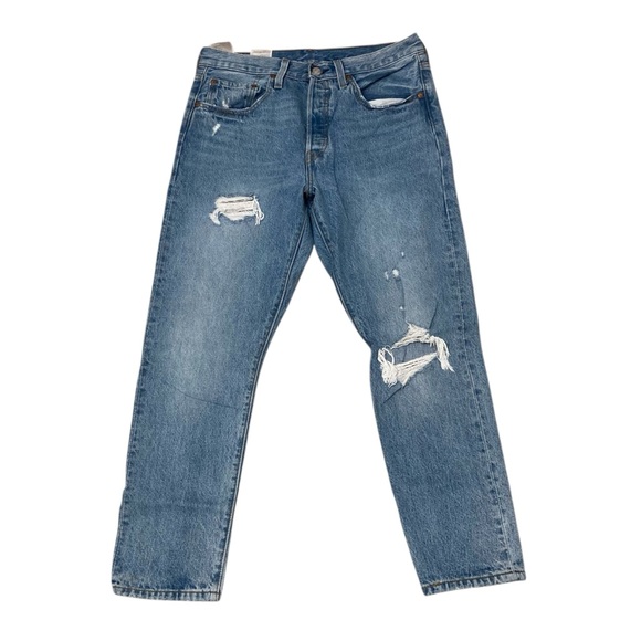 Levi's Denim - Levi’s 501 Light Wash Distressed Cropped Jeans Women’s 30x28 Straight Leg Denim